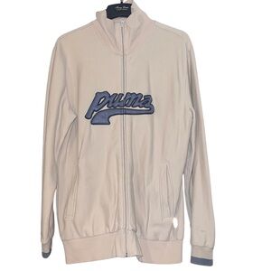 Puma Men’s Logo Zip-Up Fleece Size XL CREAM COLOR